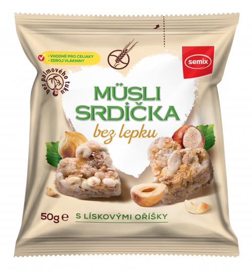 Müsli srdíčka s lískovými oříšky bez lepku