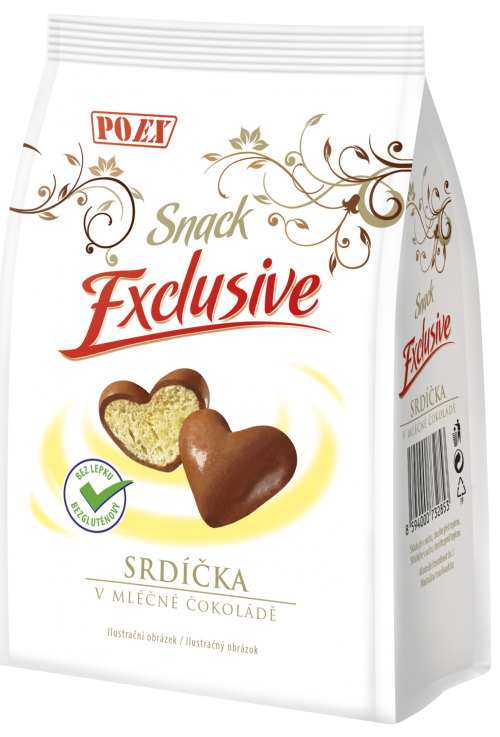 Snack exclusive - srdíčka v mléčné čokoládě - bez lepku (2017)