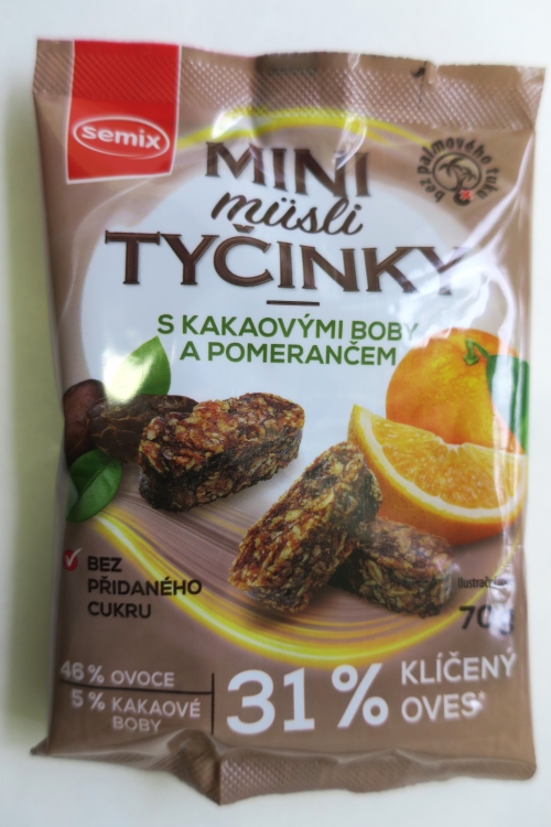 Minimüsli tyčinky s kakaovými boby a pomerančem (2023)