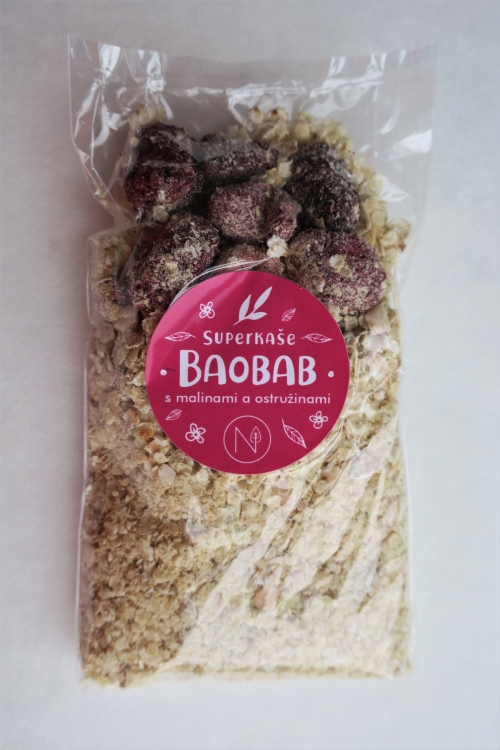 Superkaše baobab s malinami a ostružinami (2021)